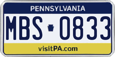 PA license plate MBS0833