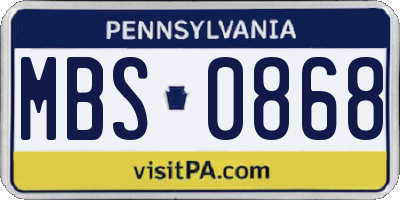 PA license plate MBS0868