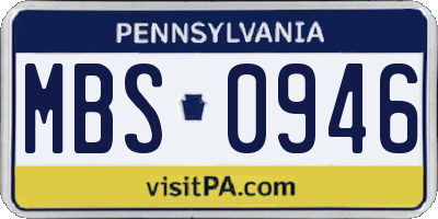 PA license plate MBS0946