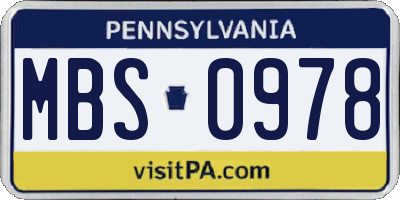 PA license plate MBS0978