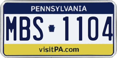 PA license plate MBS1104