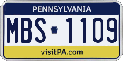 PA license plate MBS1109