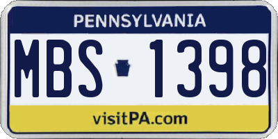 PA license plate MBS1398