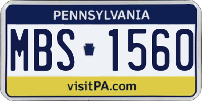 PA license plate MBS1560