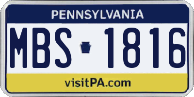 PA license plate MBS1816