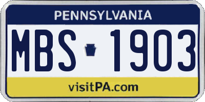 PA license plate MBS1903