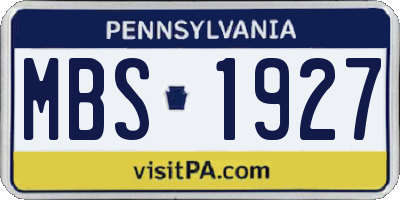 PA license plate MBS1927