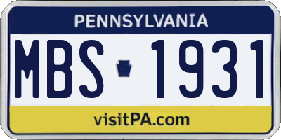PA license plate MBS1931