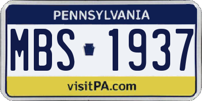 PA license plate MBS1937