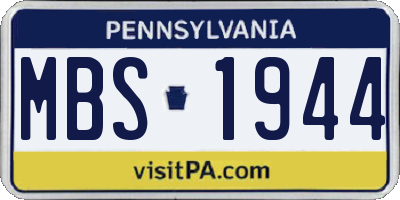 PA license plate MBS1944