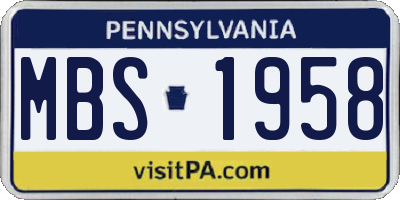 PA license plate MBS1958