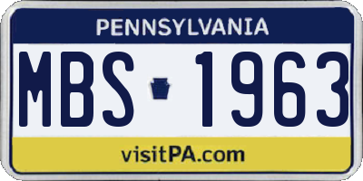 PA license plate MBS1963
