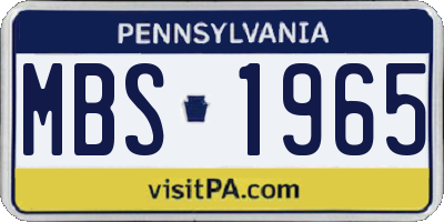 PA license plate MBS1965