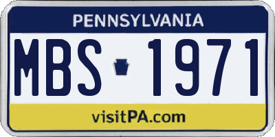 PA license plate MBS1971