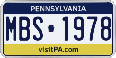 PA license plate MBS1978