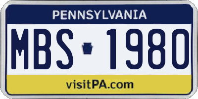 PA license plate MBS1980