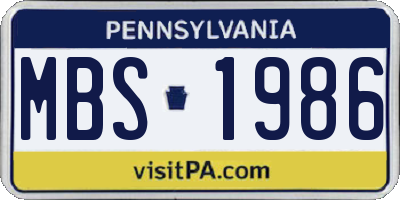 PA license plate MBS1986