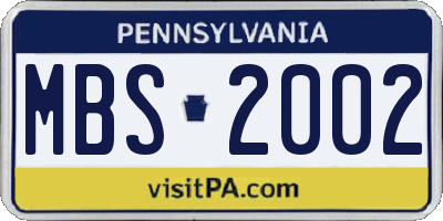 PA license plate MBS2002