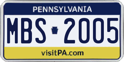 PA license plate MBS2005