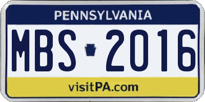 PA license plate MBS2016