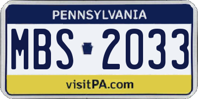 PA license plate MBS2033