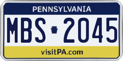 PA license plate MBS2045