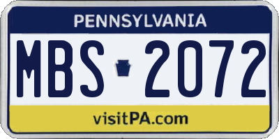 PA license plate MBS2072