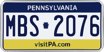 PA license plate MBS2076
