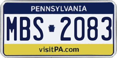 PA license plate MBS2083