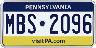 PA license plate MBS2096