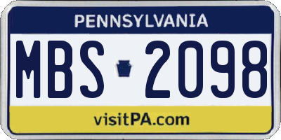 PA license plate MBS2098