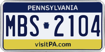 PA license plate MBS2104