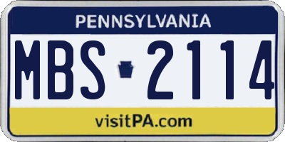 PA license plate MBS2114
