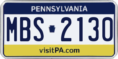 PA license plate MBS2130