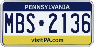 PA license plate MBS2136