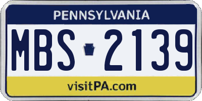 PA license plate MBS2139