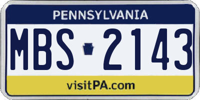 PA license plate MBS2143