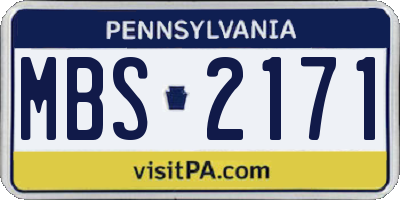 PA license plate MBS2171