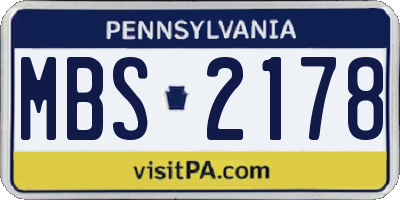 PA license plate MBS2178