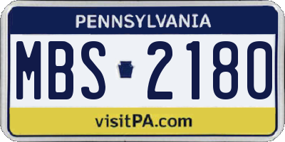 PA license plate MBS2180