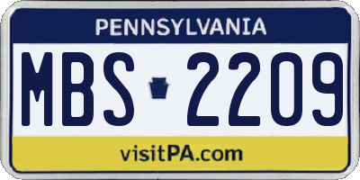PA license plate MBS2209