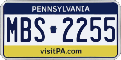 PA license plate MBS2255