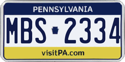 PA license plate MBS2334