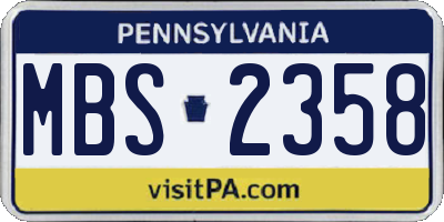 PA license plate MBS2358