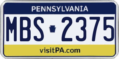 PA license plate MBS2375