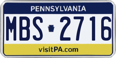 PA license plate MBS2716