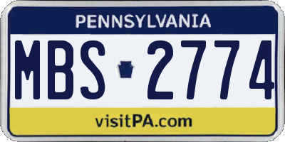 PA license plate MBS2774
