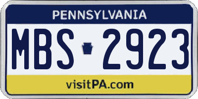 PA license plate MBS2923