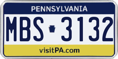 PA license plate MBS3132