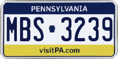 PA license plate MBS3239